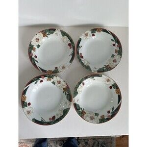 Tienshan Magnolia Fine China 8” Soup/Salad Bowl Set Of 4 EUC